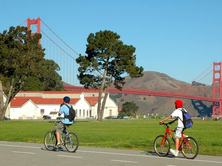 Bike through Crissy Field to Fort Point