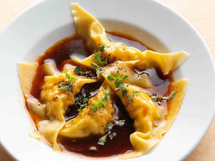 Steamed spanner crab and prawn dumplings at Lucky Kwong