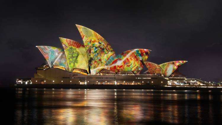 The festival’s Lighting of the Sails on the Sydney Opera House is a celebration of First Nations culture