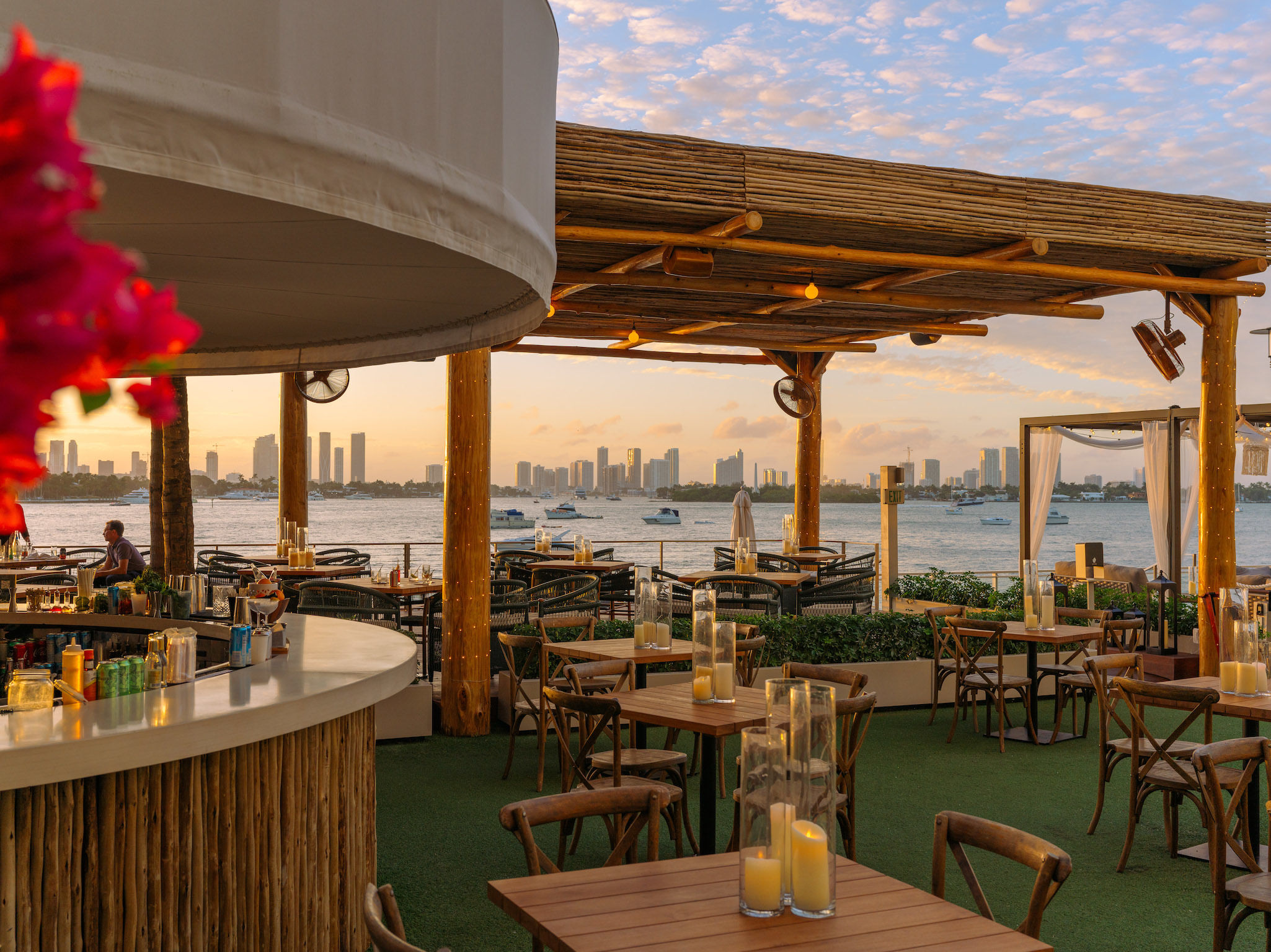 Sunset Cocktails at a New England Causal Luxury Beach Hotel