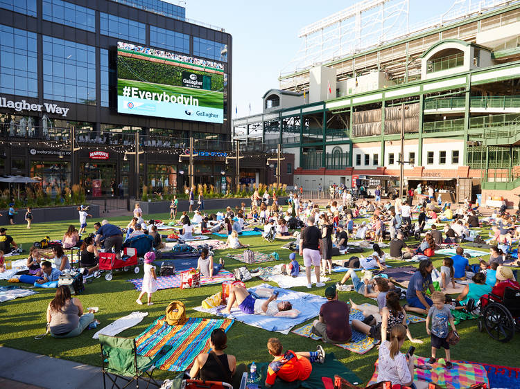 Take in the glow of an outdoor movie