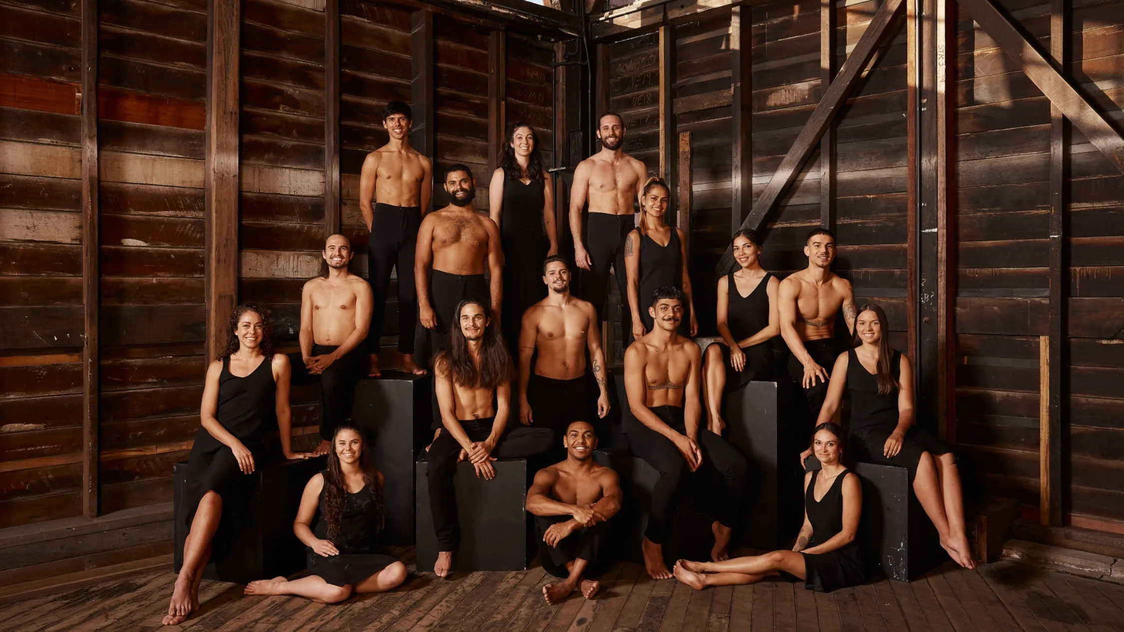 Bangarra Dance Theatre dancers rehearsing new work 'SandSong'