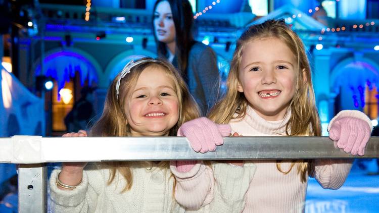 Children at ice skating rink
