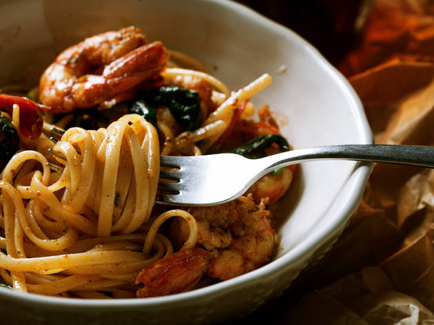 Linguine with shrimp and spinach Linguine with shrimp and spinach