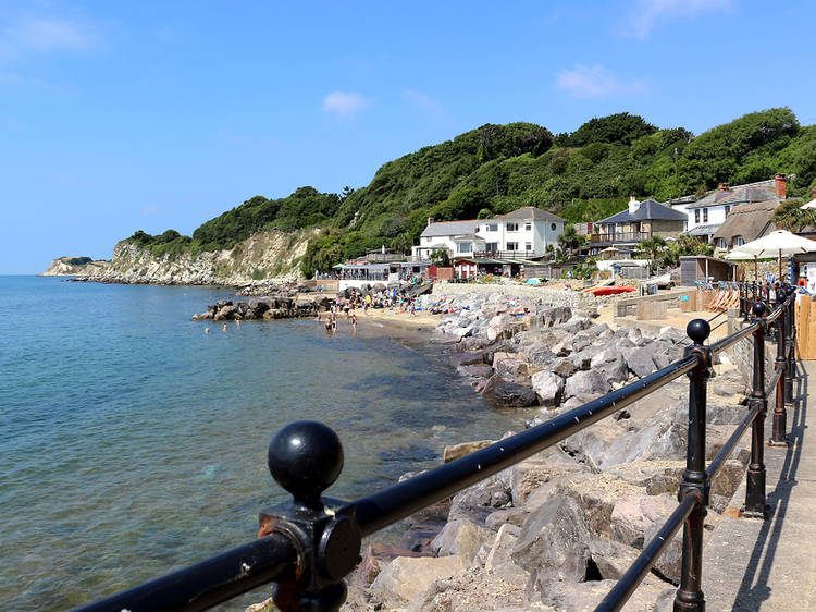 Steep steps carved into rockface, Bonchurch, Isle of Wight, UK Stock Photo  - Alamy