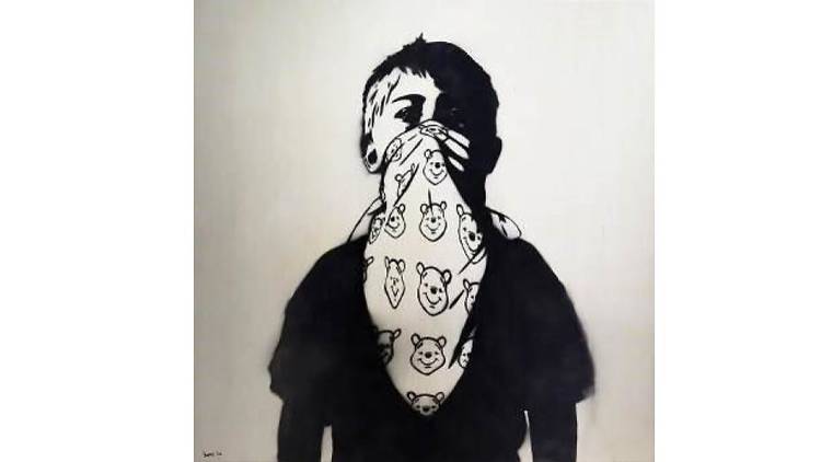  DOLK「Teddy Riot（Black）」 スプレーオンキャンパス 100×100cm