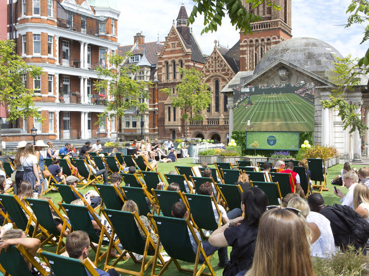 Wimbledon tennis screening in Brown Hart Gardens, Mayfair