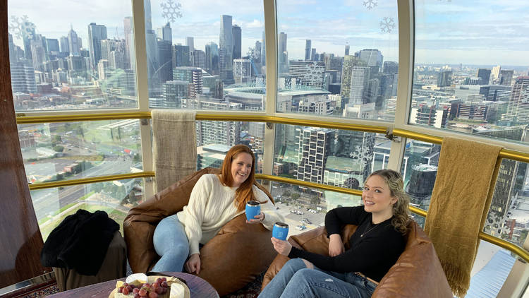 Two people on beanbags on Melbourne Star