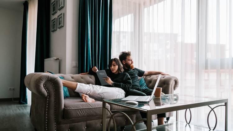 Young couple on a couch