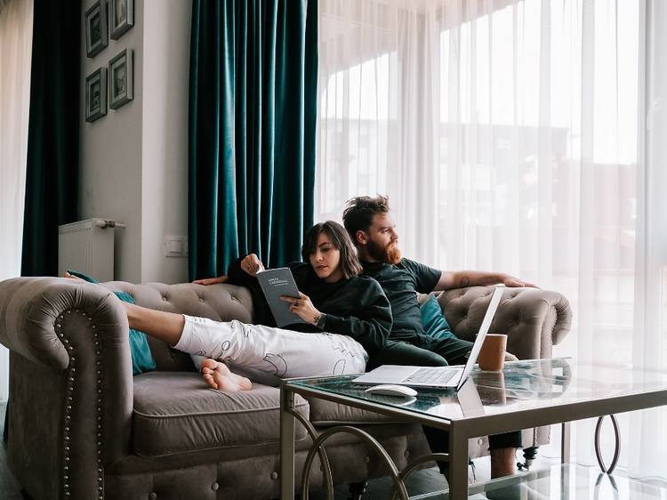 Young couple on a couch