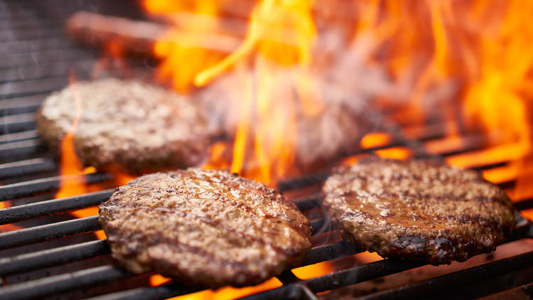 Burgers on the grill