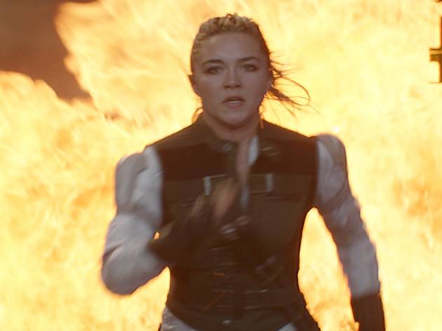 Florence Pugh, Black Widow 2021 Florence Pugh as Yelena Belova, running from an explosion