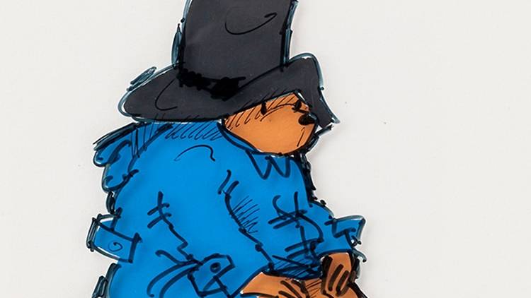 Paddington sitting on a suitcase illustration by Ivor Wood, © P & Co. Ltd 2021, circa 1973