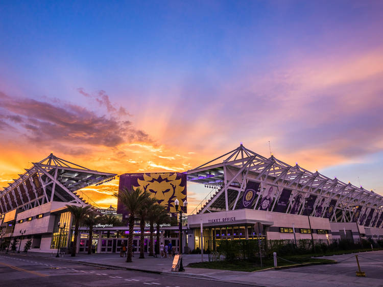 Exterior of a soccer stadium in Orlando