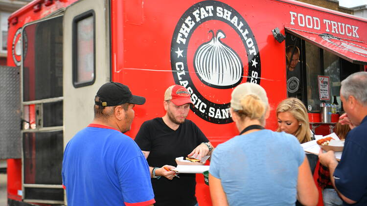 Sample garlic-flavored ice cream at Garlic Fest