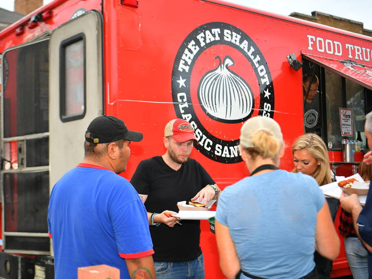 Sample garlic-flavored ice cream at Garlic Fest