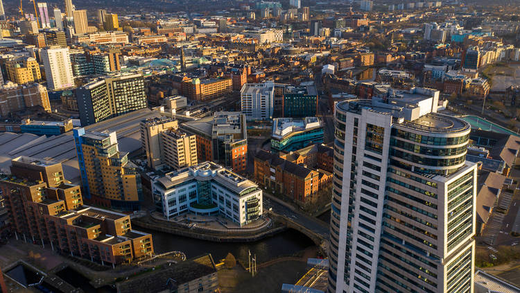 Aerial photo of Leeds city centre