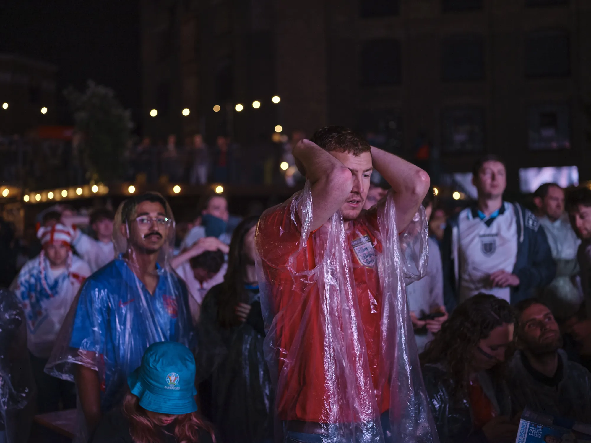England fans in the rain, miserable