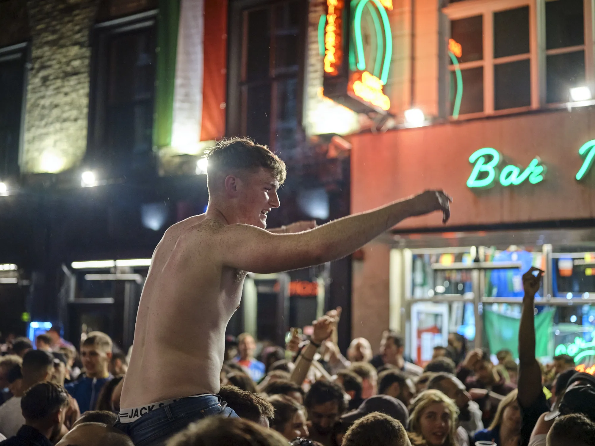 England fan with his top off