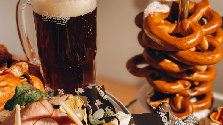 Beer and food from the German winter markets.