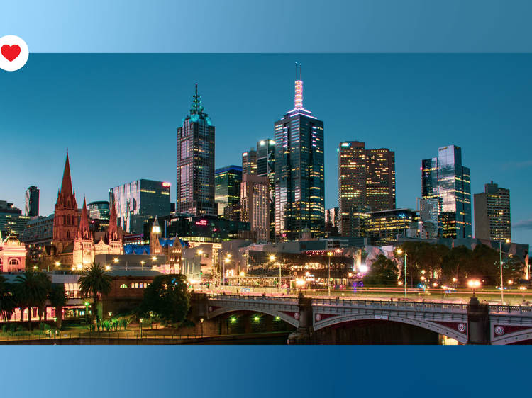 Melbourne skyline heart banner