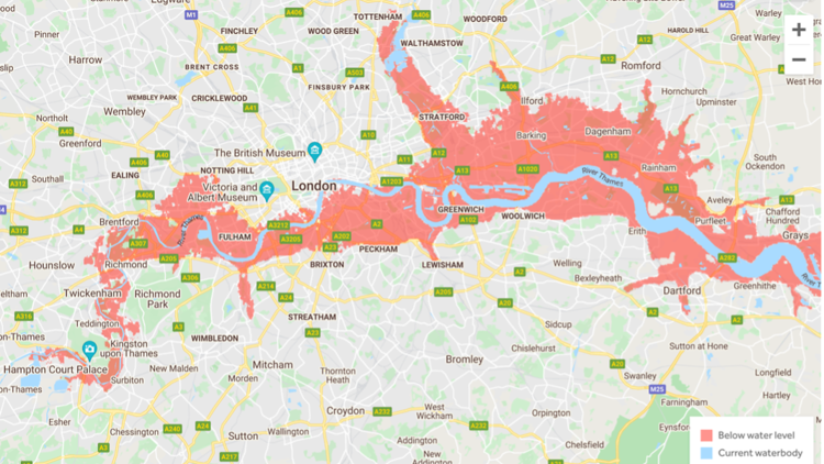 London with mapped flooding