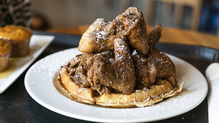 Cleo's Southern Cuisine chicken and waffles at Time Out Market Chicago