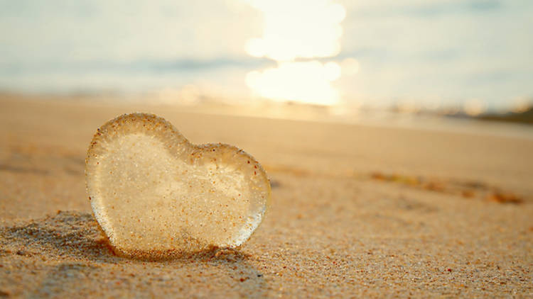 Love Island heart beach