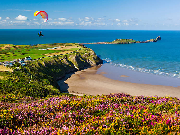 Beautiful Rhossili Bay in the Gower Peninsula, Wales