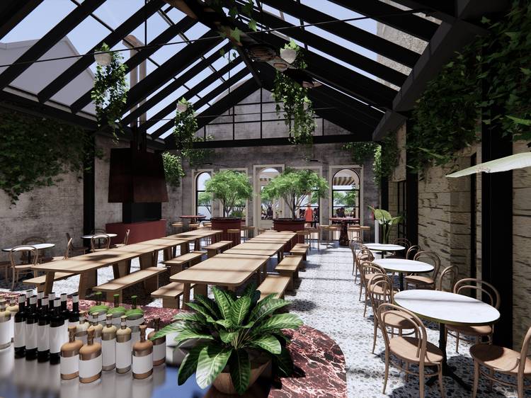 Artist rendering of Continental Sorrento's beer garden