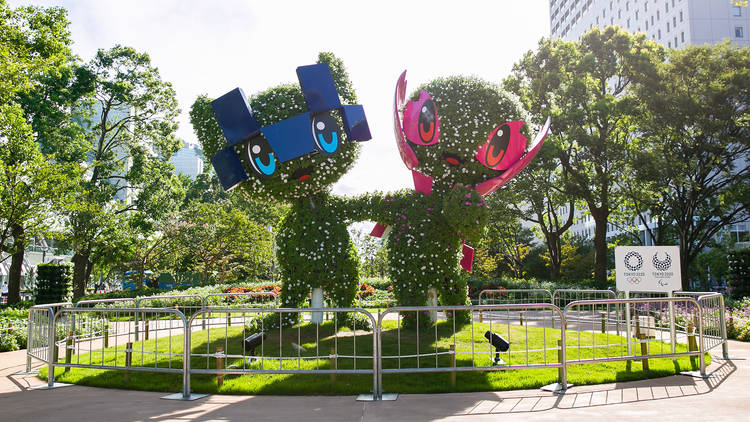 Tokyo 2020 mascot flower statue