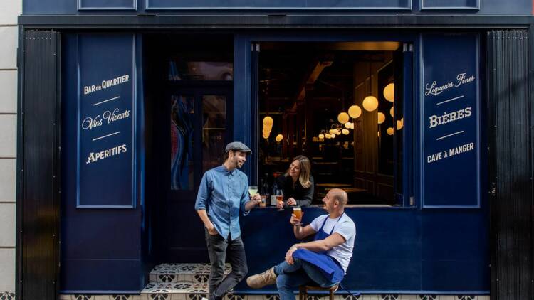 People drinking outside La Buvette bar in Adelaide