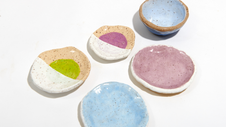 Painted handmade clay dishes