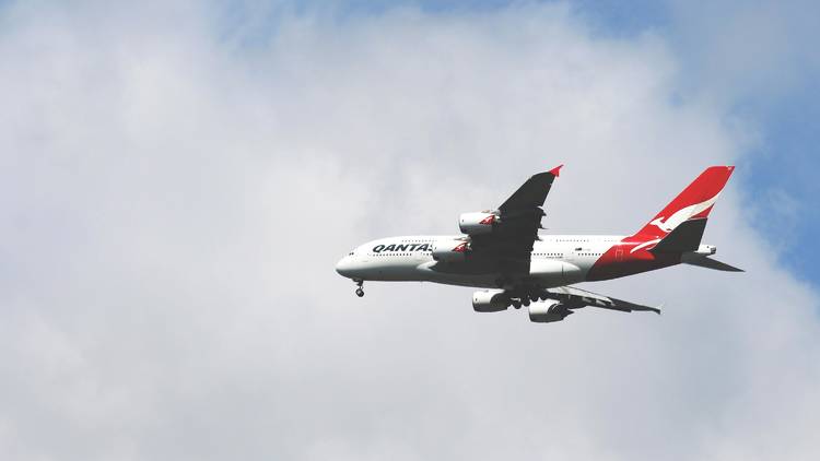 Qantas plane in the air