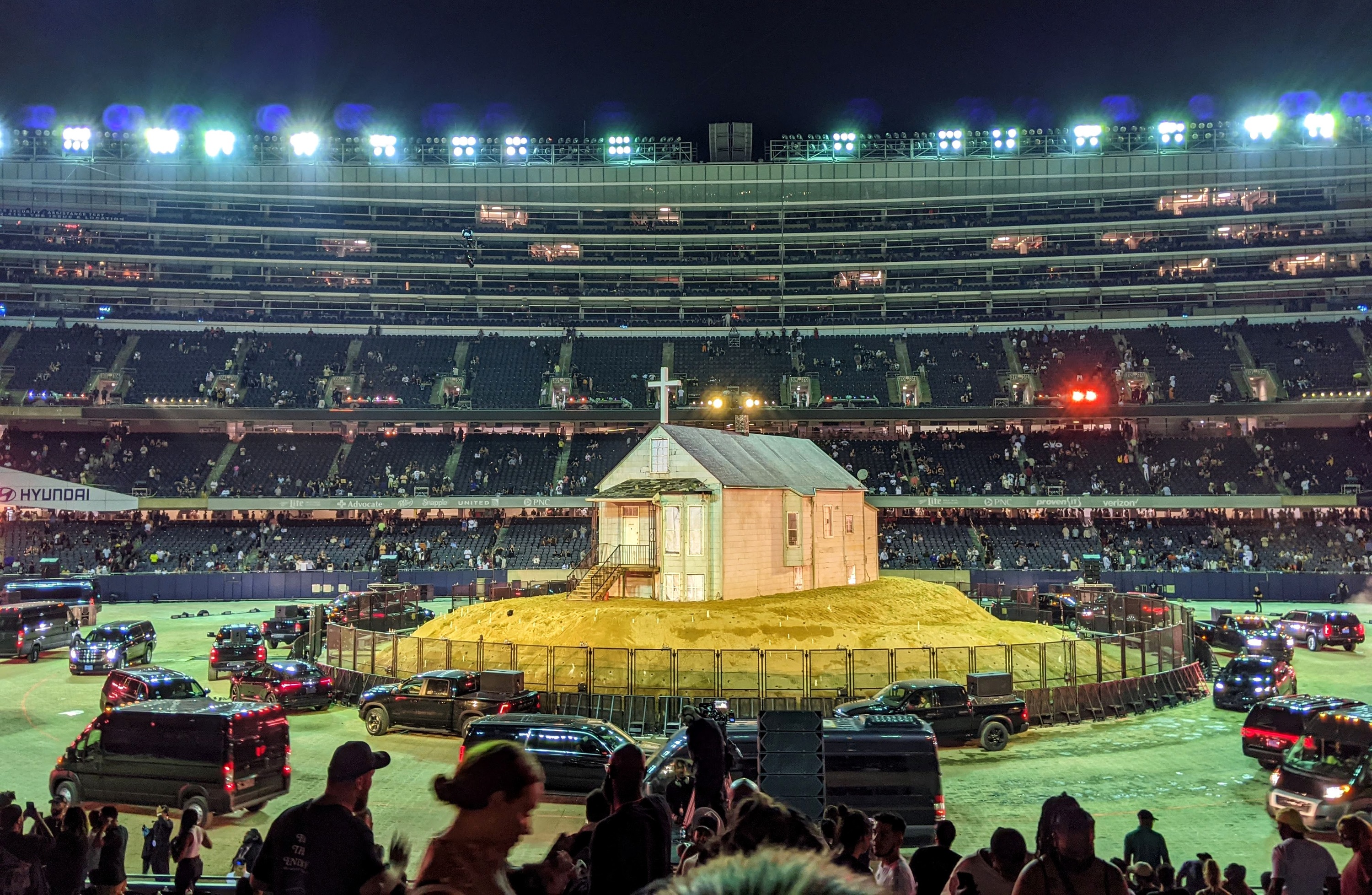 Fans gather at Mercedes-Benz Stadium for Kanye West listening party