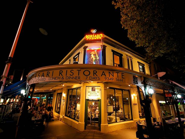 Borsari's Corner at night. 