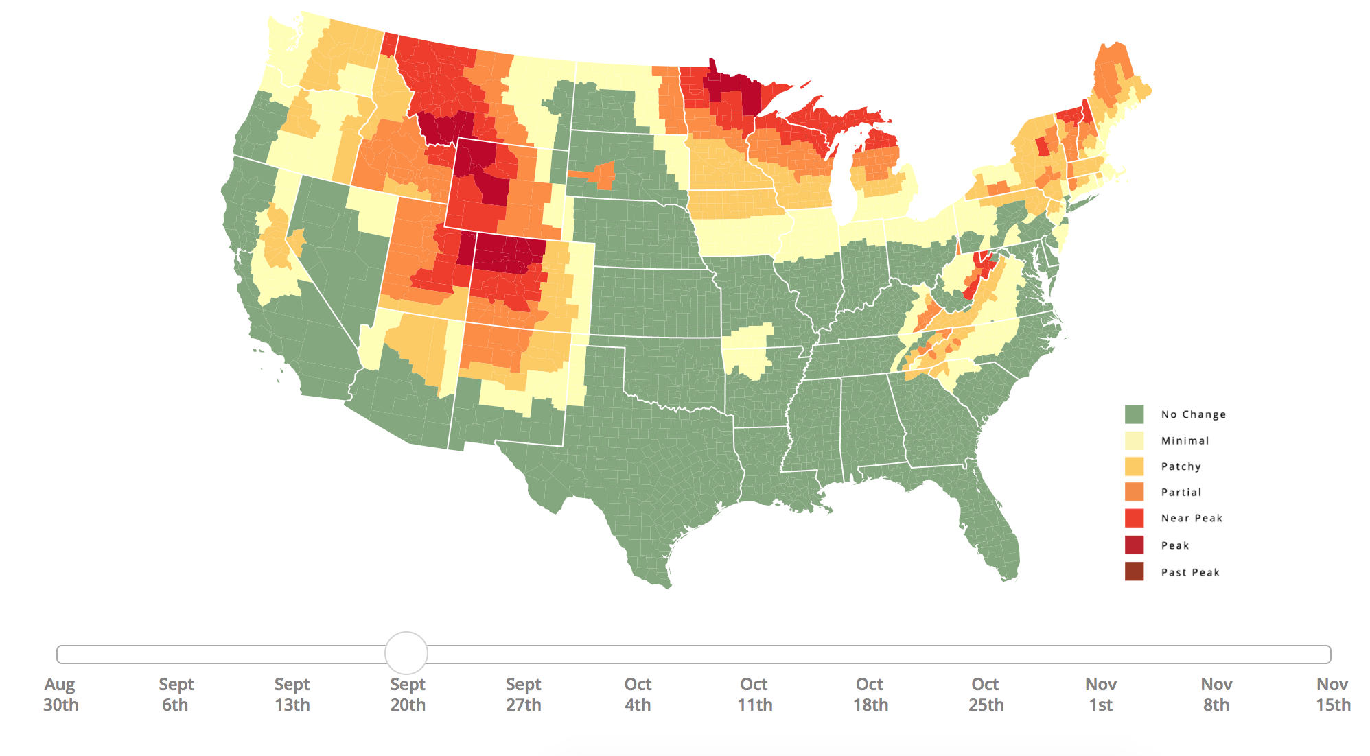 Foliage Map North Carolina This Map Predicts When You'll Start Seeing Fall Foliage In Each State