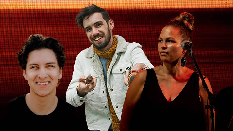 Composite image of artists Bojesse Pigram, Kobi Morrison and Naomi Pigram