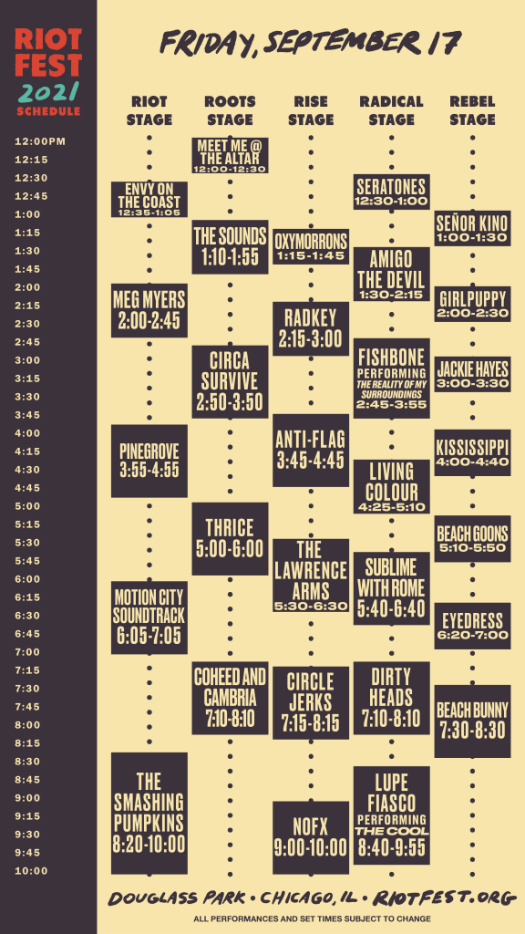 Complete Riot Fest 2021 Schedule and Lineup