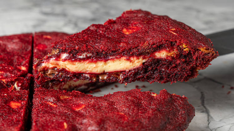 Red velvet cookie pie from Messina