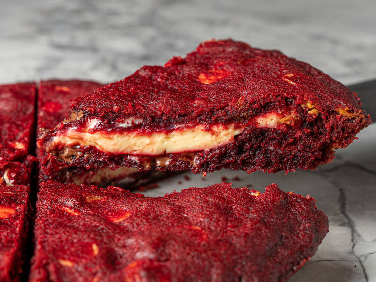 Red velvet cookie pie from Messina