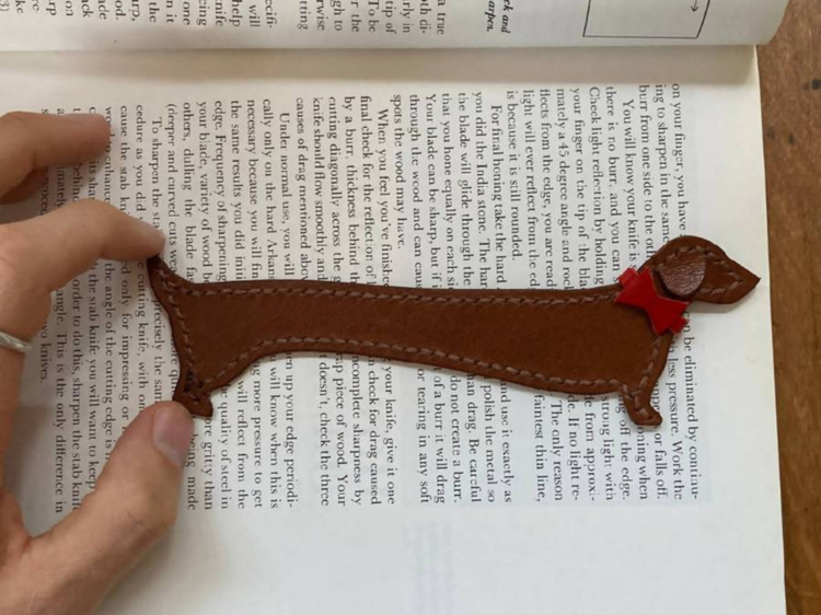 Puppy Leather Bookmark, $79