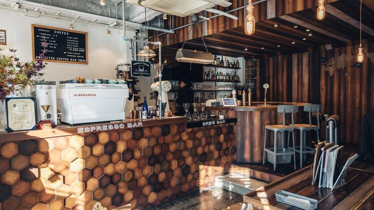 rustic coffee shop interior