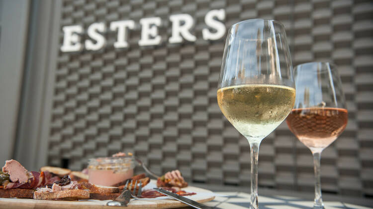 Sip through a half-dozen wines on the patio at Esters