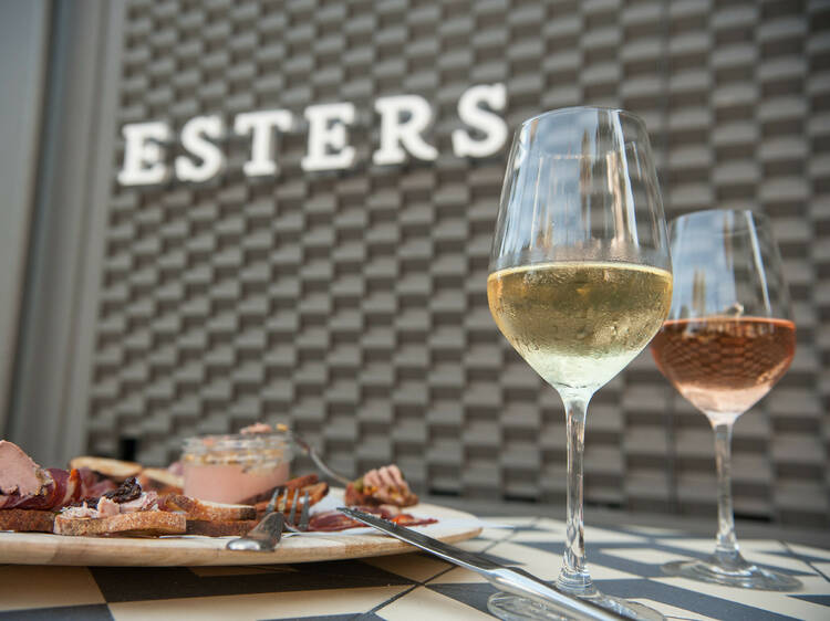 Sip through a half-dozen wines on the patio at Esters