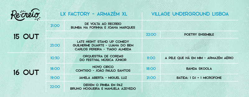 Recreio calendário