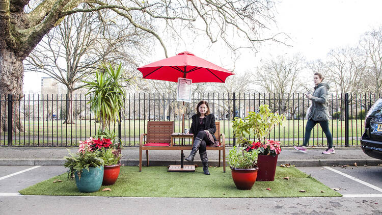 woman on bench