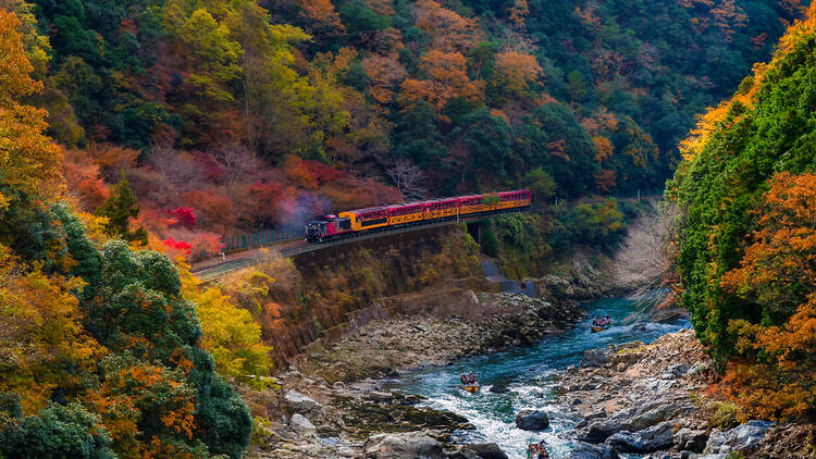 Sagano Scenic railway in Kyoto, Japan