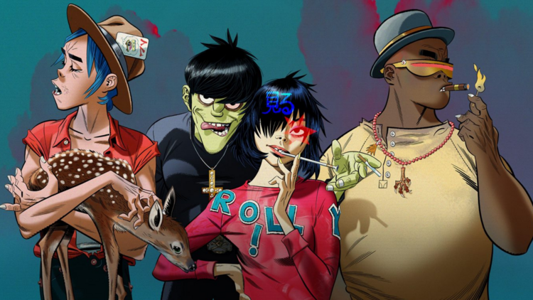 Illustration of the Gorillaz virtual band members