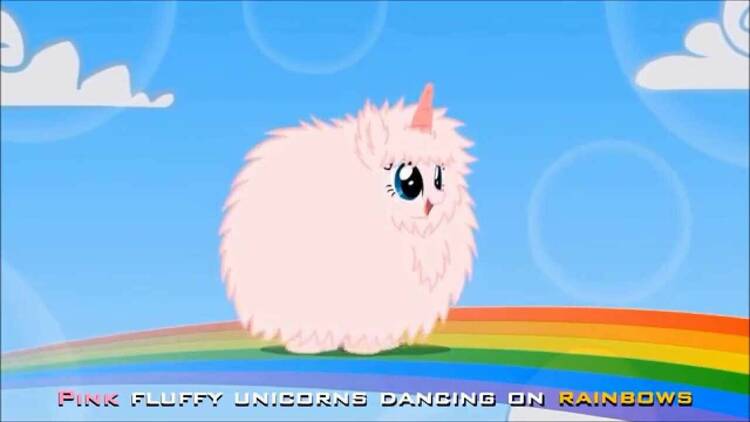 ‘Pink Fluffy Unicorns Dancing on Rainbows’ by Andrew Huang